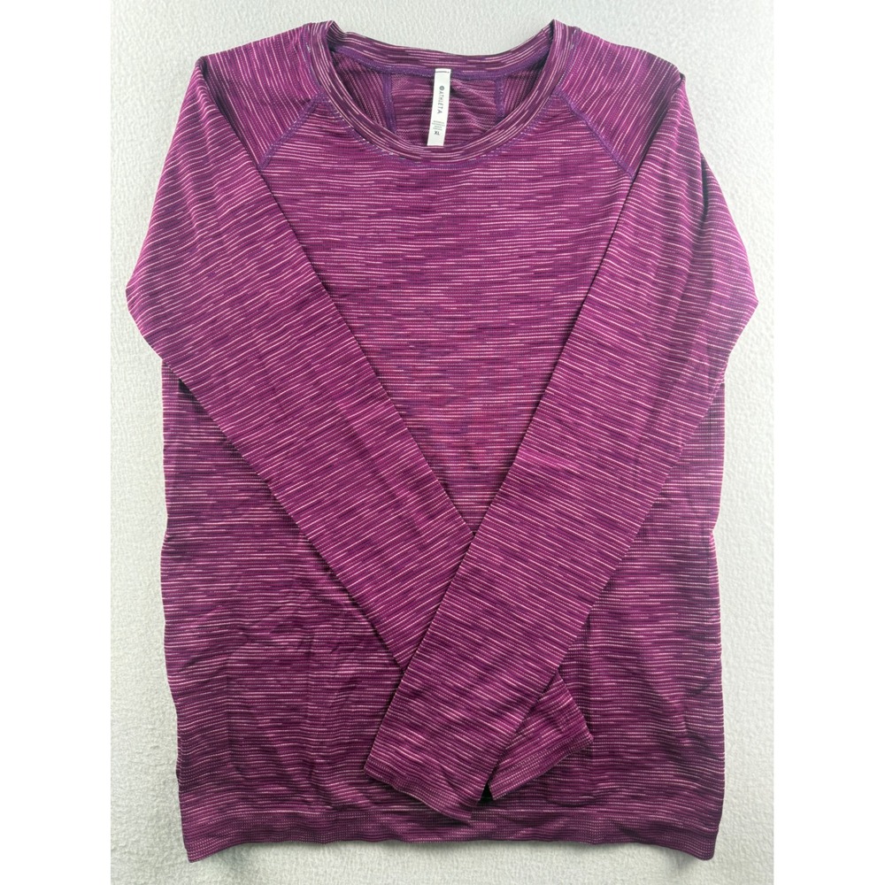 Athleta Momentum Purple Space Dye Seamless Long Sleeve Running Top Womens XL